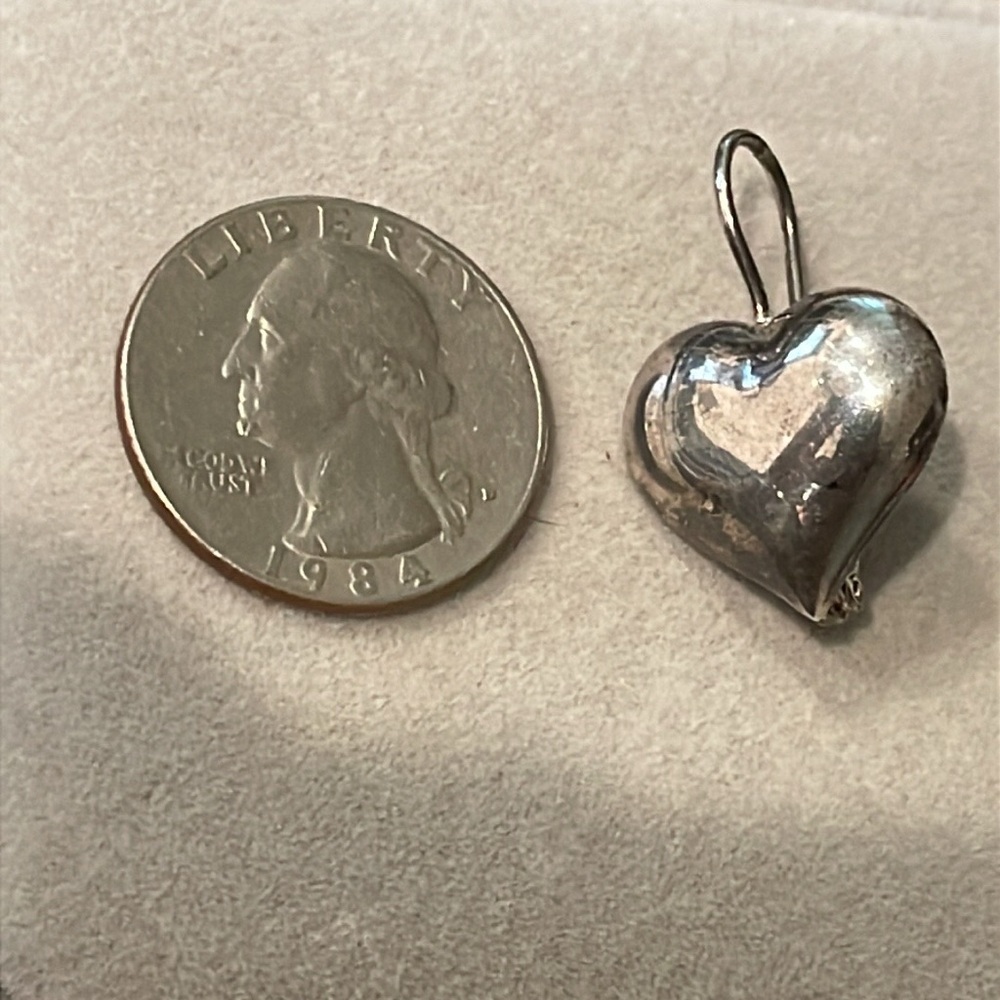 925 Sterling Silver Solid Heart Leverback Drop Ea… - image 7
